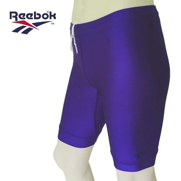 VINTAGE Reebok Spandex Shiny Compression Bike Running Gym Fitness Shorts - Picture 7 of 9